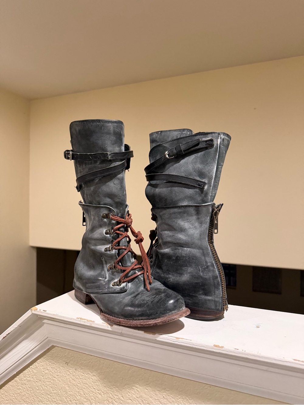Freebird by Steven Gray Ravi (Retired) Lace-Up Mid-Calf Boots with Brown Laces